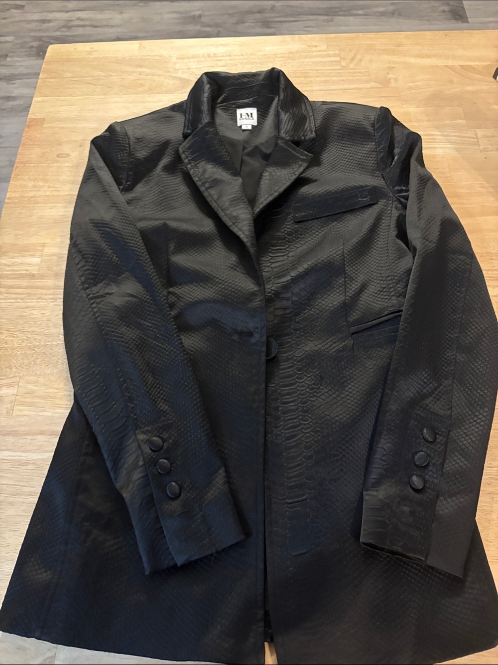 LM Black Textured Women's Blazer Jacket